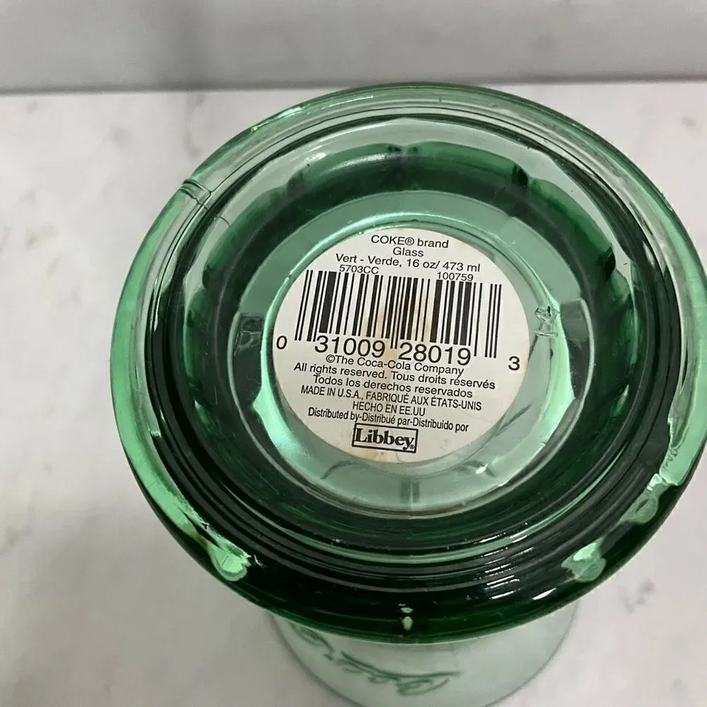 Vintage LIBBEY 16 oz Green Glass Coca Cola Glass